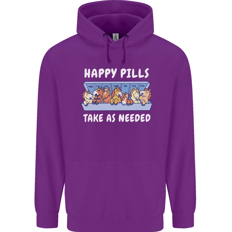 Funny Equestrian Horse Pills Mens 80% Cotton Hoodie Purple