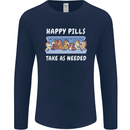 Funny Equestrian Horse Pills Mens Long Sleeve T-Shirt Navy Blue