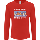 Funny Equestrian Horse Pills Mens Long Sleeve T-Shirt Red