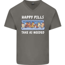 Funny Equestrian Horse Pills Mens V-Neck Cotton T-Shirt Charcoal