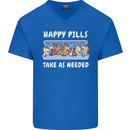 Funny Equestrian Horse Pills Mens V-Neck Cotton T-Shirt Royal Blue