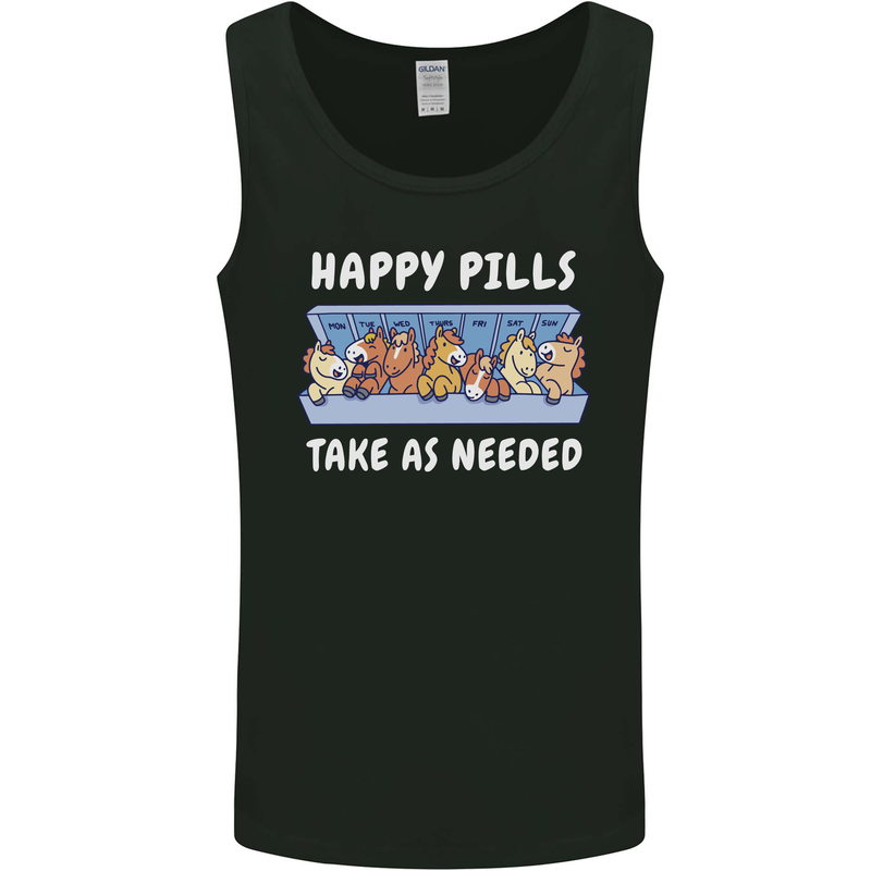 Funny Equestrian Horse Pills Mens Vest Tank Top Black