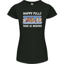 Funny Equestrian Horse Pills Womens Petite Cut T-Shirt Black