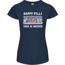 Funny Equestrian Horse Pills Womens Petite Cut T-Shirt Navy Blue