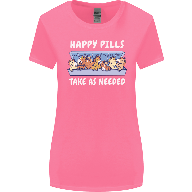 Funny Equestrian Horse Pills Womens Wider Cut T-Shirt Azalea