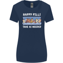 Funny Equestrian Horse Pills Womens Wider Cut T-Shirt Navy Blue
