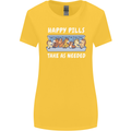 Funny Equestrian Horse Pills Womens Wider Cut T-Shirt Yellow