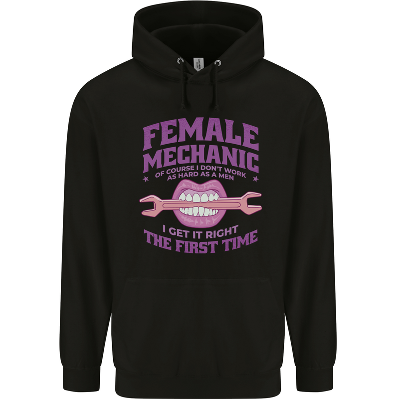 Funny Female Mechanic Childrens Kids Hoodie Black