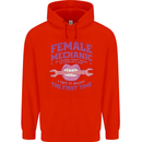 Funny Female Mechanic Childrens Kids Hoodie Bright Red