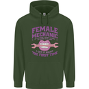 Funny Female Mechanic Childrens Kids Hoodie Forest Green