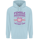 Funny Female Mechanic Childrens Kids Hoodie Light Blue