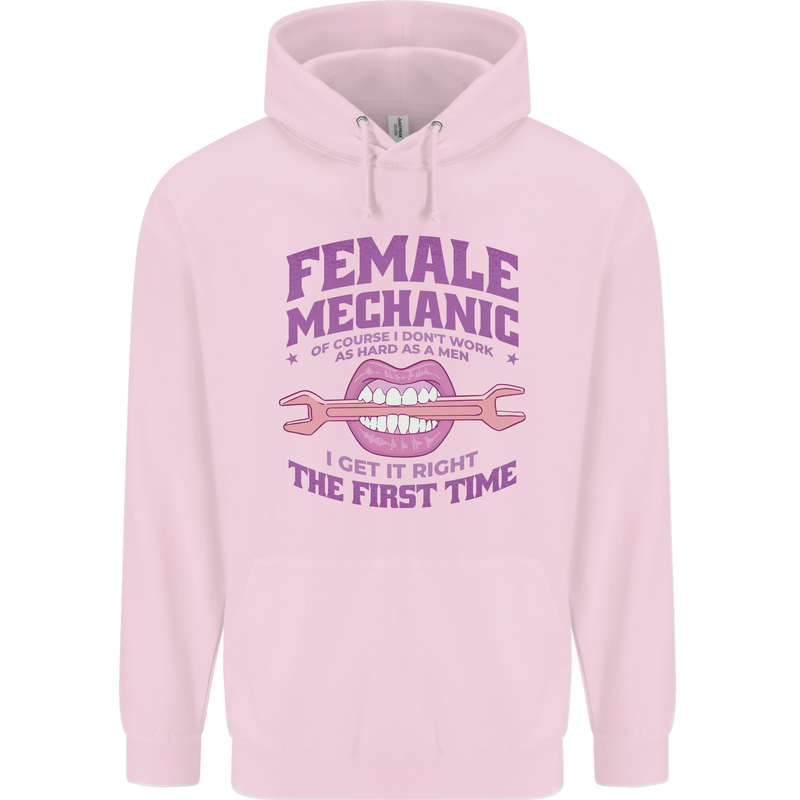 Funny Female Mechanic Childrens Kids Hoodie Light Pink
