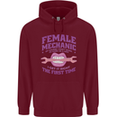 Funny Female Mechanic Childrens Kids Hoodie Maroon