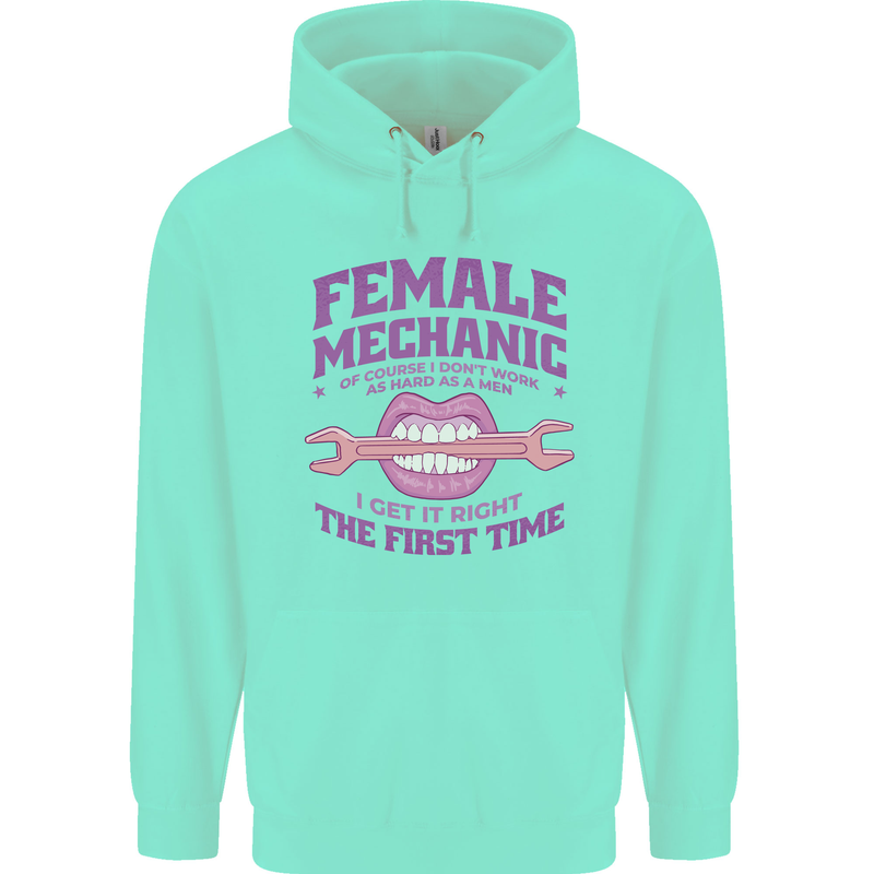Funny Female Mechanic Childrens Kids Hoodie Peppermint