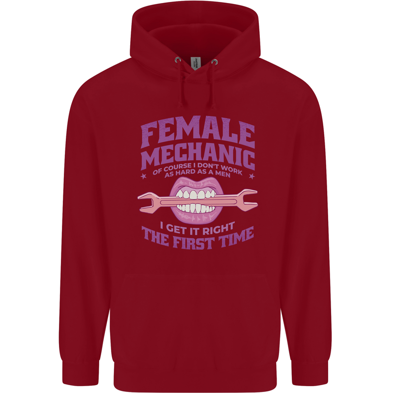 Funny Female Mechanic Childrens Kids Hoodie Red