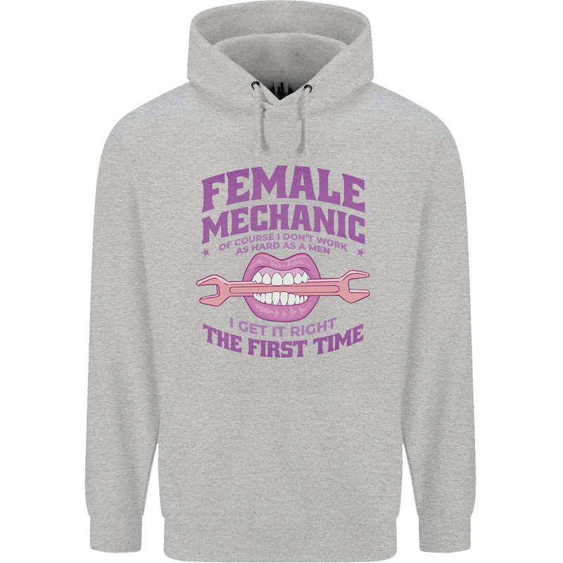 Funny Female Mechanic Childrens Kids Hoodie Sports Grey