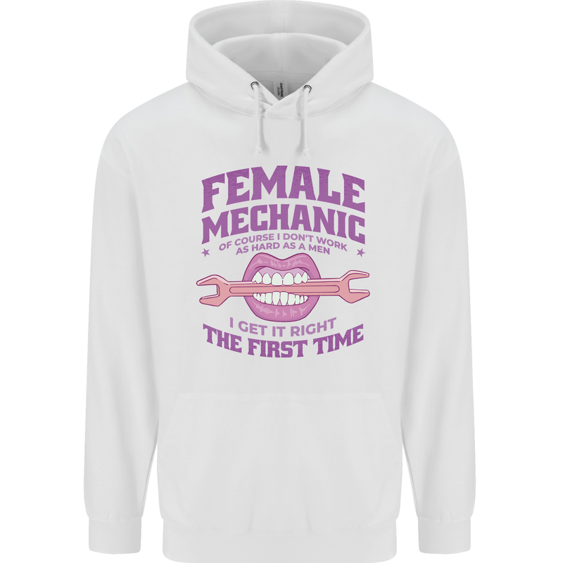 Funny Female Mechanic Childrens Kids Hoodie White