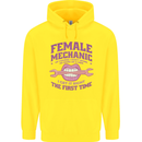 Funny Female Mechanic Childrens Kids Hoodie Yellow