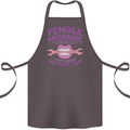 Funny Female Mechanic Cotton Apron 100% Organic Dark Grey