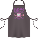 Funny Female Mechanic Cotton Apron 100% Organic Dark Grey