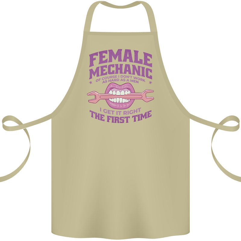Funny Female Mechanic Cotton Apron 100% Organic Khaki