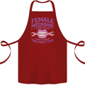 Funny Female Mechanic Cotton Apron 100% Organic Maroon