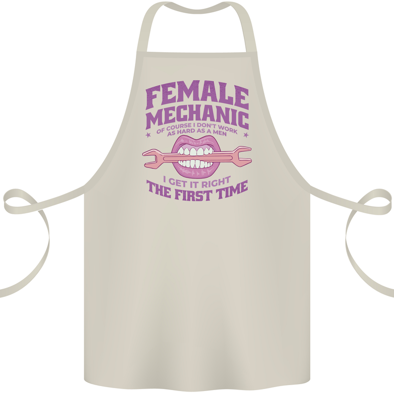Funny Female Mechanic Cotton Apron 100% Organic Natural