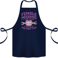 Funny Female Mechanic Cotton Apron 100% Organic Navy Blue