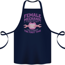 Funny Female Mechanic Cotton Apron 100% Organic Navy Blue