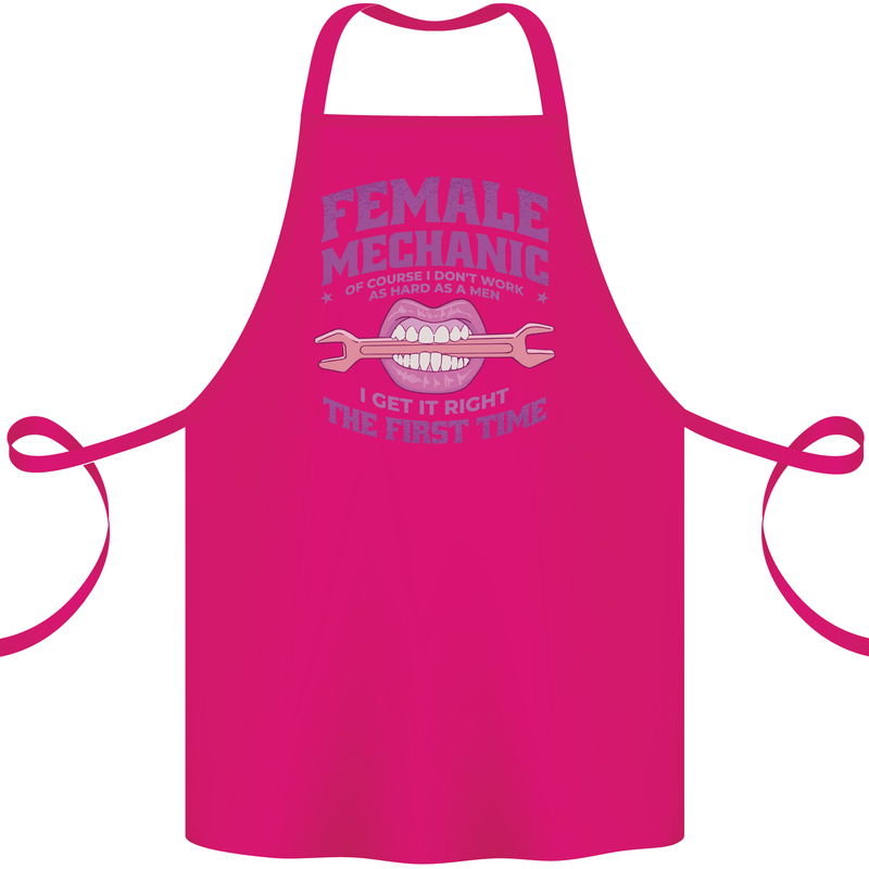 Funny Female Mechanic Cotton Apron 100% Organic Pink