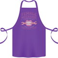Funny Female Mechanic Cotton Apron 100% Organic Purple
