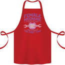 Funny Female Mechanic Cotton Apron 100% Organic Red