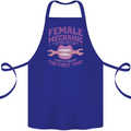 Funny Female Mechanic Cotton Apron 100% Organic Royal Blue