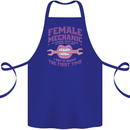 Funny Female Mechanic Cotton Apron 100% Organic Royal Blue