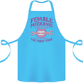 Funny Female Mechanic Cotton Apron 100% Organic Turquoise