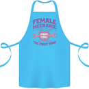 Funny Female Mechanic Cotton Apron 100% Organic Turquoise
