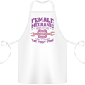 Funny Female Mechanic Cotton Apron 100% Organic White