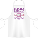 Funny Female Mechanic Cotton Apron 100% Organic White
