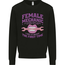 Funny Female Mechanic Kids Sweatshirt Jumper Black