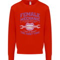 Funny Female Mechanic Kids Sweatshirt Jumper Bright Red