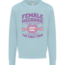 Funny Female Mechanic Kids Sweatshirt Jumper Light Blue