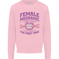 Funny Female Mechanic Kids Sweatshirt Jumper Light Pink