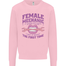 Funny Female Mechanic Kids Sweatshirt Jumper Light Pink