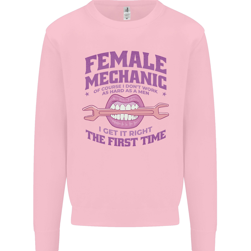 Funny Female Mechanic Kids Sweatshirt Jumper Light Pink