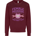 Funny Female Mechanic Kids Sweatshirt Jumper Maroon
