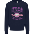 Funny Female Mechanic Kids Sweatshirt Jumper Navy Blue