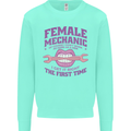Funny Female Mechanic Kids Sweatshirt Jumper Peppermint