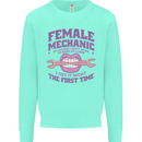 Funny Female Mechanic Kids Sweatshirt Jumper Peppermint
