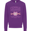 Funny Female Mechanic Kids Sweatshirt Jumper Purple