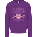 Funny Female Mechanic Kids Sweatshirt Jumper Purple